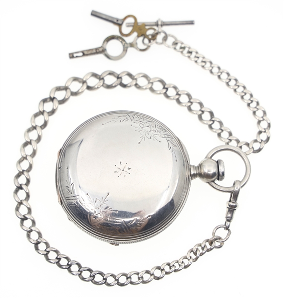 ELGIN W.H. FERRY COIN SILVER HUNTING CASE POCKET WATCH