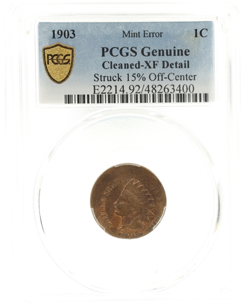 1903 US 1C CLAD COIN MINT ERROR PCGS CLEANED-XF DETAIL