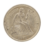 1871 US SEATED LIBERTY 5C HALF DIME SILVER COIN UNC