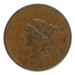 1836 US CORONET HEAD 1C COIN XF/AU