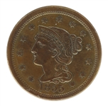 1855 US LIBERTY HEAD LARGE UPRIGHT 1C COIN XF/AU