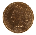 1876 US INDIAN HEAD 1C COIN AU - CLEANED
