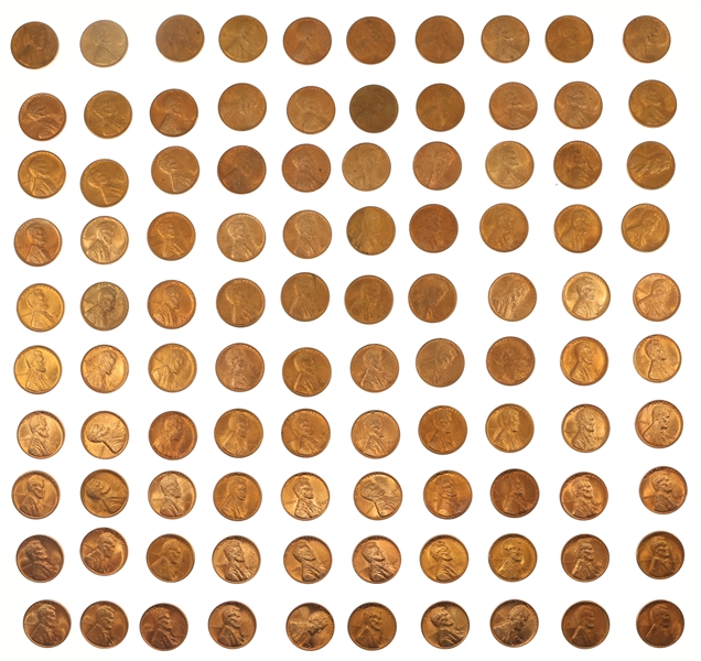US UNCIRCULATED WHEAT 1C COINS - $1 FACE VALUE