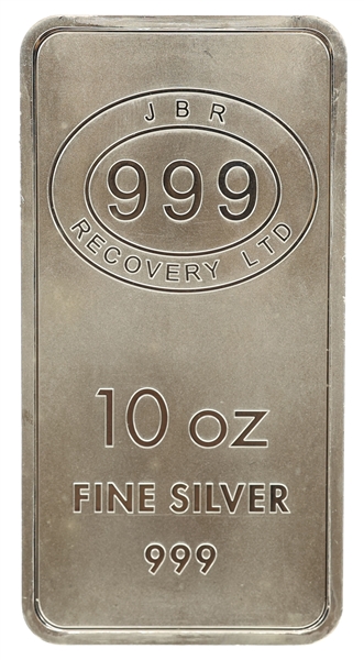 JBR RECOVERY LTD .999 FINE SILVER 10 OZT BAR 