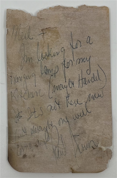 PAUL SIMON HAND-WRITTEN NOTE RE: HANDEL LAMP