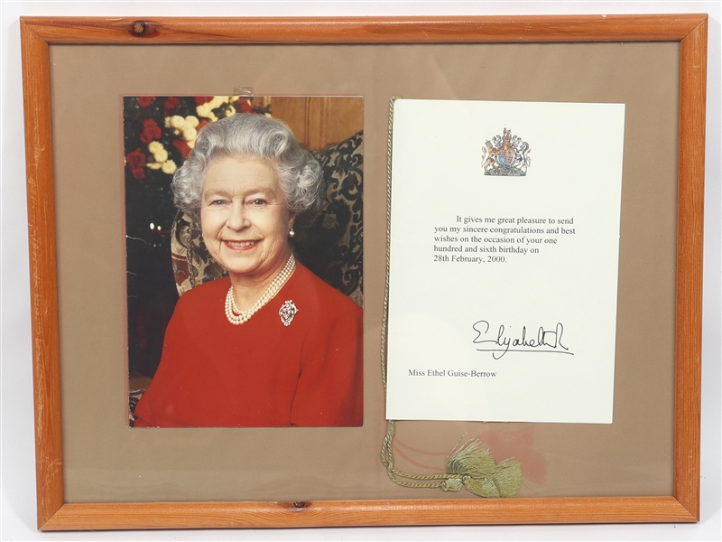 106th BIRTHDAY CARD FROM QUEEN ELIZABETH II 2000