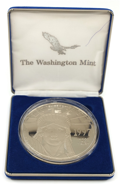 1997 WASHINGTON MINT 4 OZ .999 FINE SILVER ROUND 