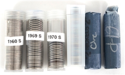1960s-'70s US JEFFERSON 5C COINS - FULL & PARTIAL ROLLS