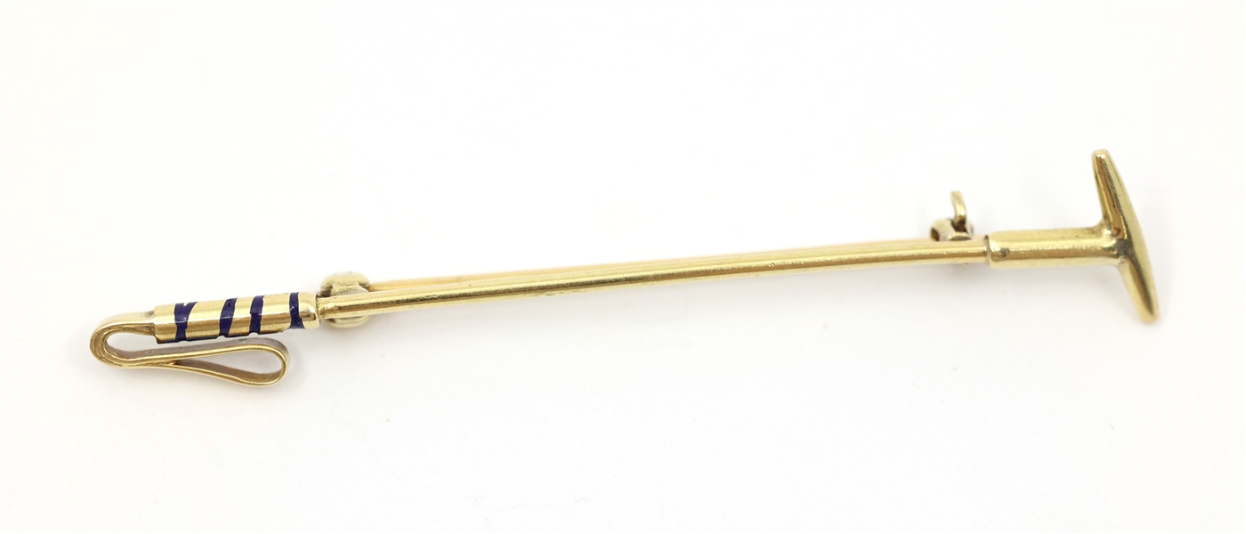 14K YELLOW GOLD POLO MALLET STICK TIE PIN