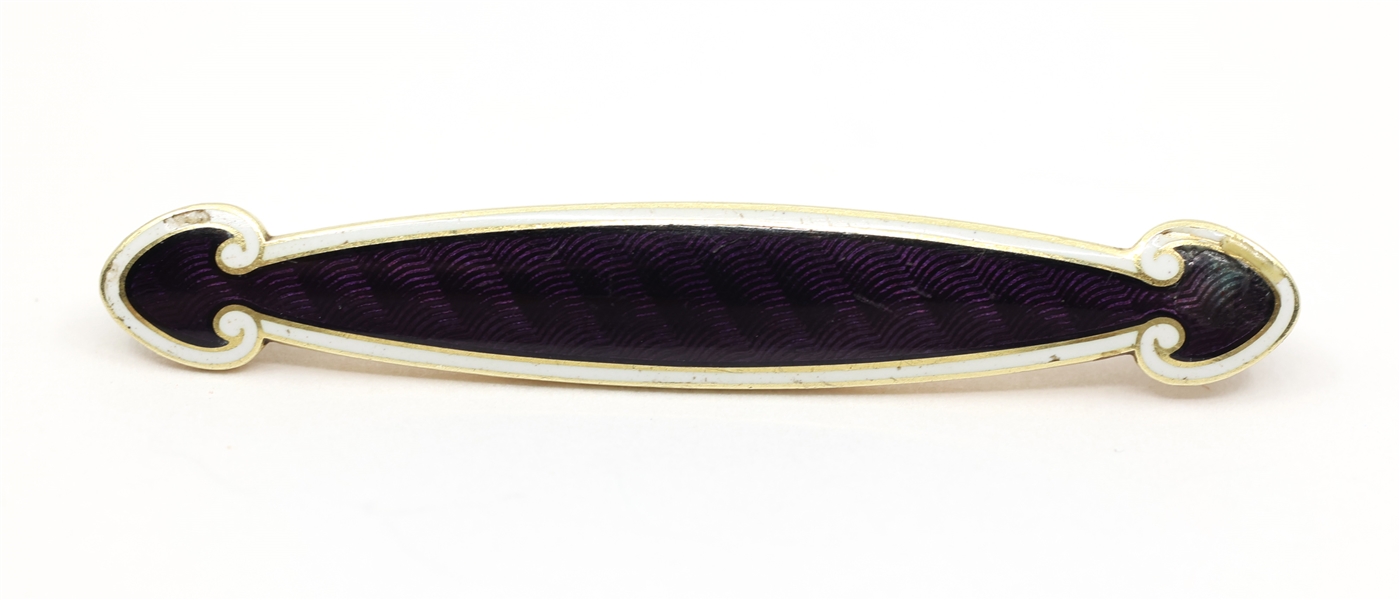 14K YELLOW GOLD ENAMEL ART DECO PIN
