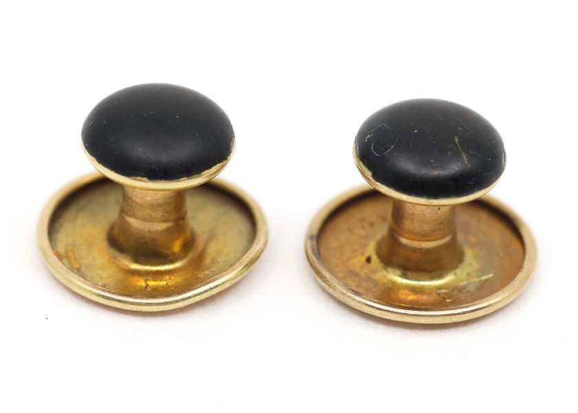 14K YELLOW GOLD & ONYX SHIRT STUDS