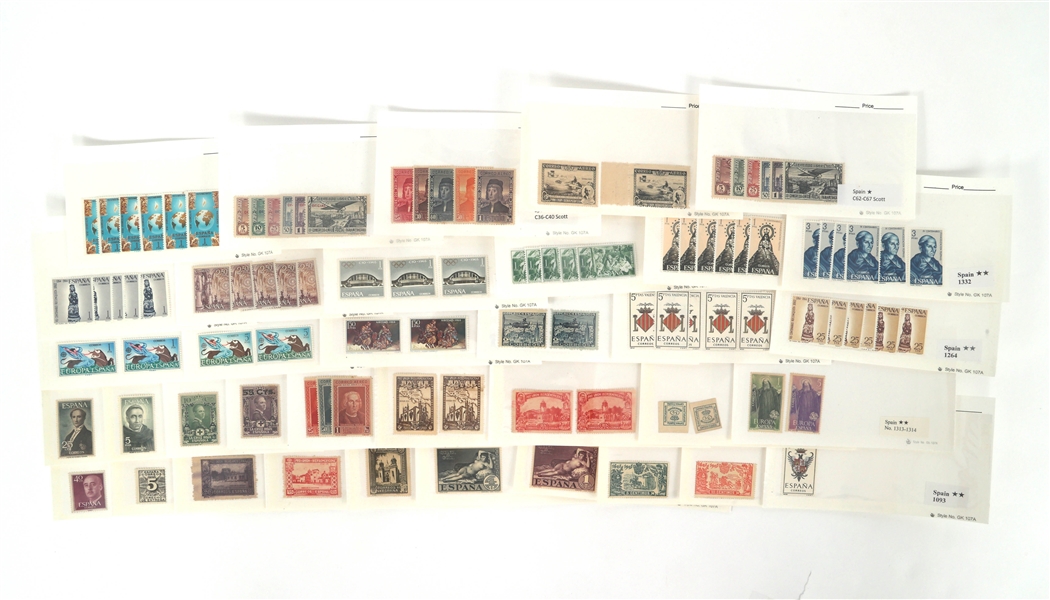 20th C. LOOSE UNUSED POSTAGE STAMPS FROM SPAIN