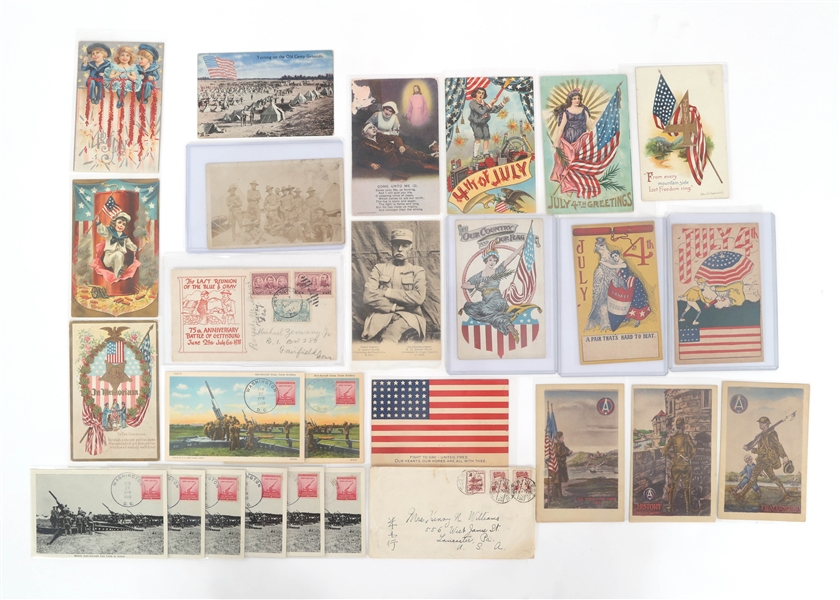 PATRIOTIC POSTCARDS, COVERS & POSTAGE STAMPS