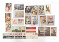 PATRIOTIC POSTCARDS, COVERS & POSTAGE STAMPS