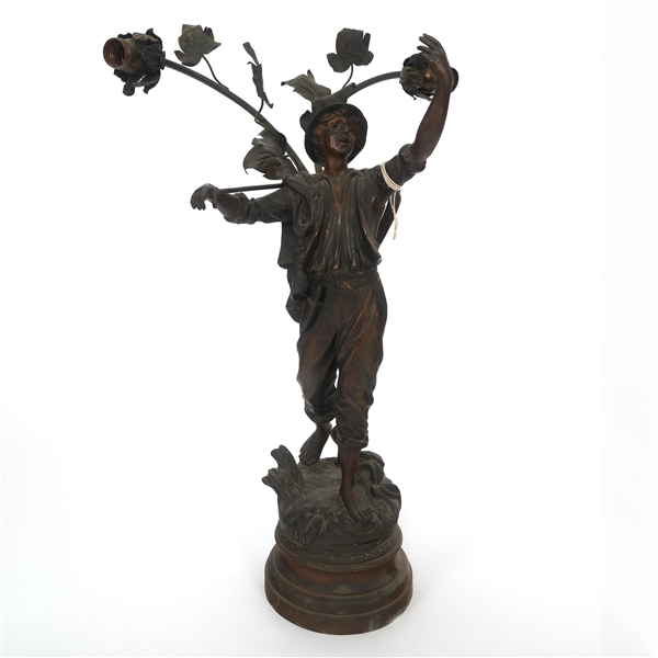 GEO MAXIM FAUCHEUR BRONZE SCULPTURE LAMP