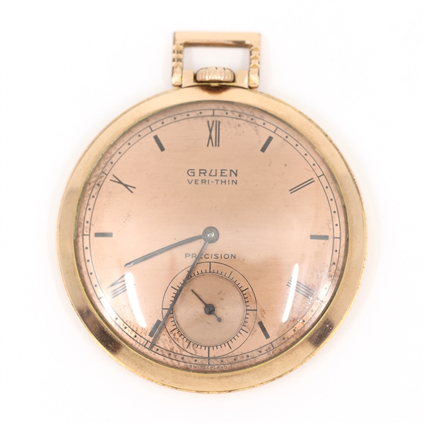 MENS GRUEN GOLD-FILLED CASE VERI-THIN POCKET WATCH