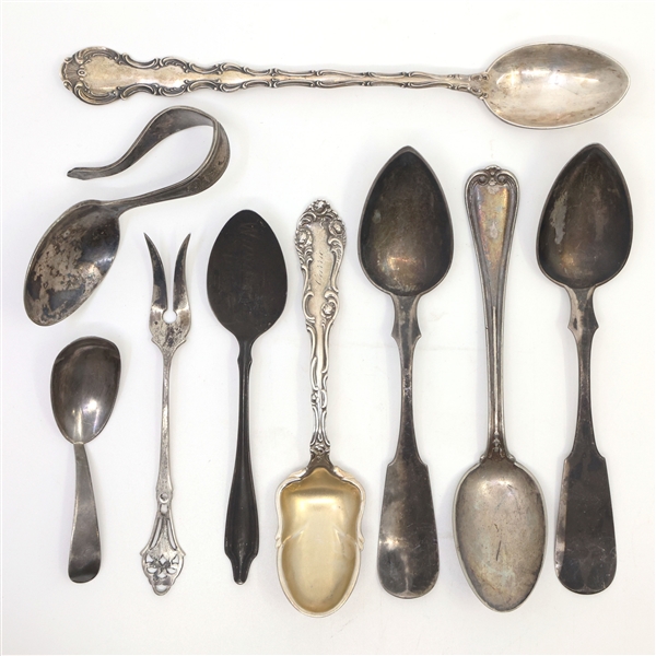 STERLING SILVER SPOONS & COCKTAIL FORK