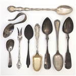 STERLING SILVER SPOONS & COCKTAIL FORK