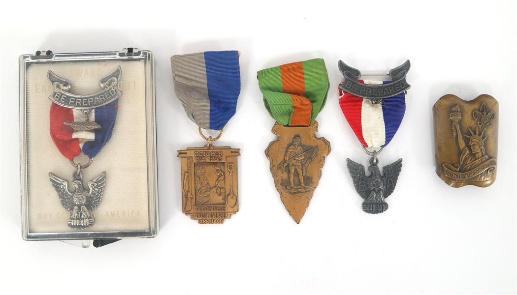 BOY SCOUT MEDALS & NECKERCHIEF SLIDE