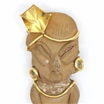 18K YELLOW GOLD & POLYMER CLAY ARTIST-MADE BROOCH