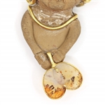 18K YELLOW GOLD & POLYMER CLAY ARTIST-MADE BROOCH