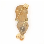 18K YELLOW GOLD & POLYMER CLAY ARTIST-MADE BROOCH