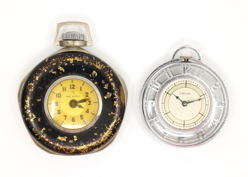 EMPIRE & NEW HAVEN STAINLESS STEEL CASE POCKET WATCHES 