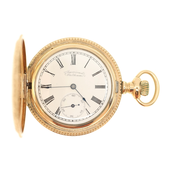 MENS WALTHAM GOLD-FILLED HUNTERS CASE POCKET WATCH