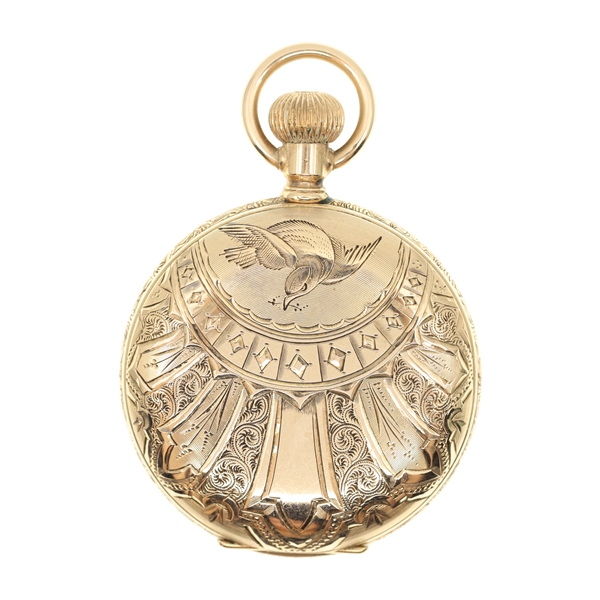 LADIES ELGIN GOLD-FILLED HUNTERS CASE POCKET WATCH