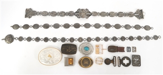 SILVER-TONED COSTUME JEWELRY BELTS AND BUCKLES