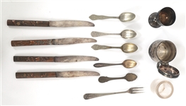 20TH C. SILVER-TONE FLATWARE & SERVING PIECES