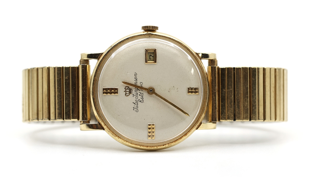 JULES JURGENSEN 14K GOLD CASE MECHANICAL WRISTWATCH