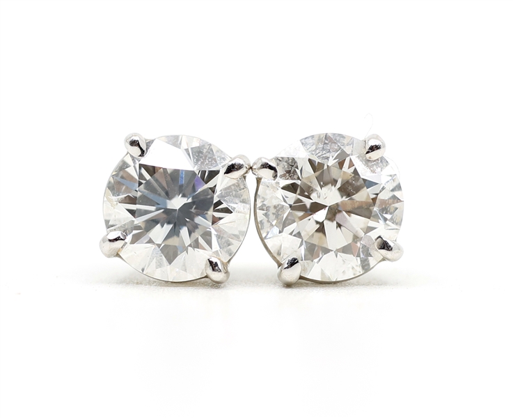 14K GIA 2.03 CTW ROUND DIAMOND SOLITAIRE EARRINGS