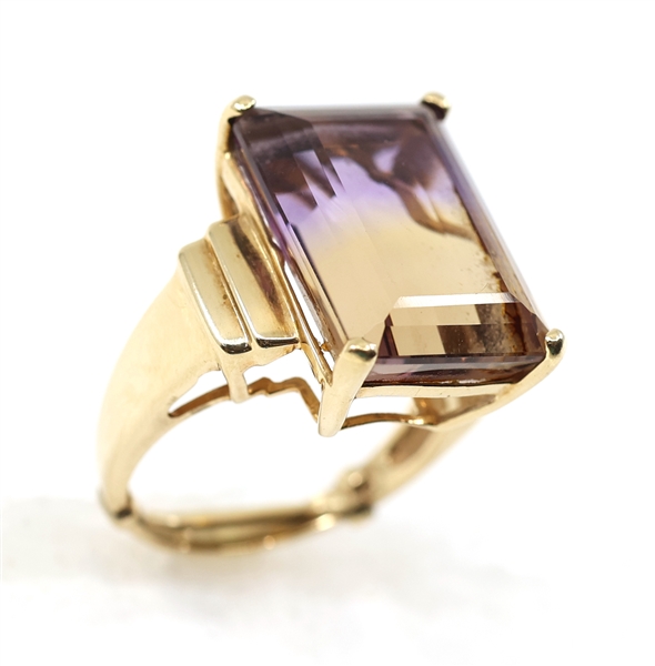 10K YELLOW GOLD BICOLOR TOURMALINE COCKTAIL RING