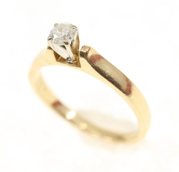 10K YELLOW GOLD 0.25 CT ROUND DIAMOND SOLITAIRE RING 