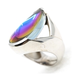 STERLING SILVER BACCARAT T51 GLASS COCKTAIL RING
