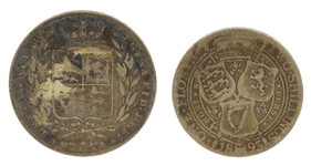 BRITISH VICTORIA 1845 & 1893 SILVER COINS 