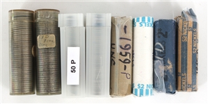 1950s US JEFFERSON 5C COINS - FULL & PARTIAL ROLLS