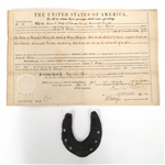 1856 MINNESOTA LAND DEED AND 16TH CENTURY HORSESHOE