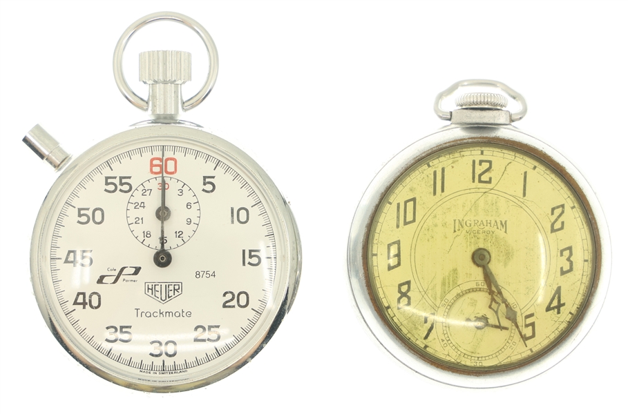 HEUER TRACKMATE STOPWATCH & INGRAHAM POCKET WATCH