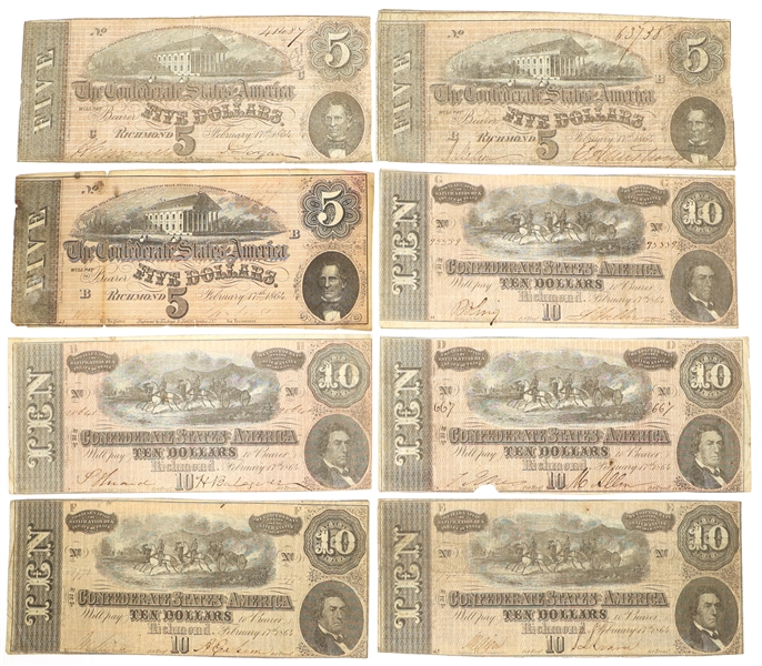 1864 CONFEDERATE STATES T-68 & T-69 OBSOLETE CURRENCY