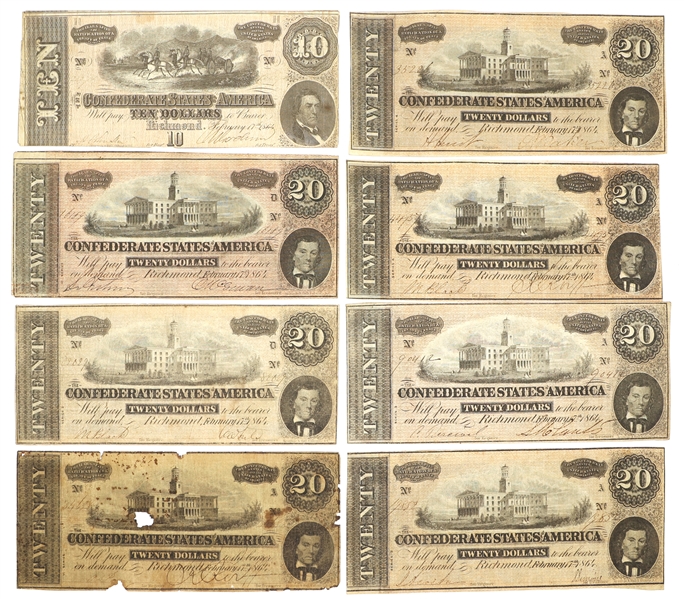 1864 CONFEDERATE STATES T-67 & T-68 OBSOLETE CURRENCY