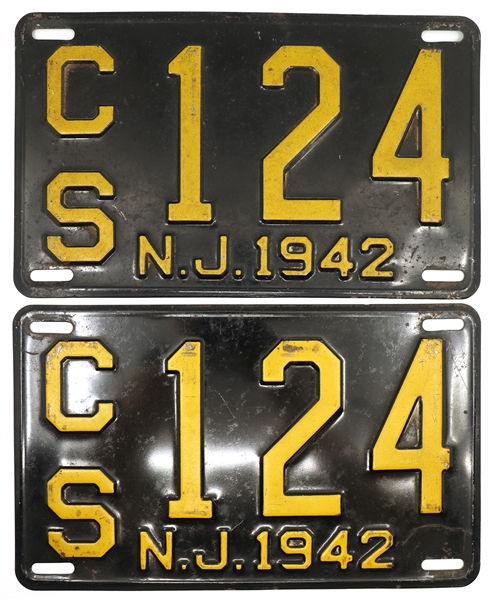 1942 NEW JERSEY LICENSE PLATES 