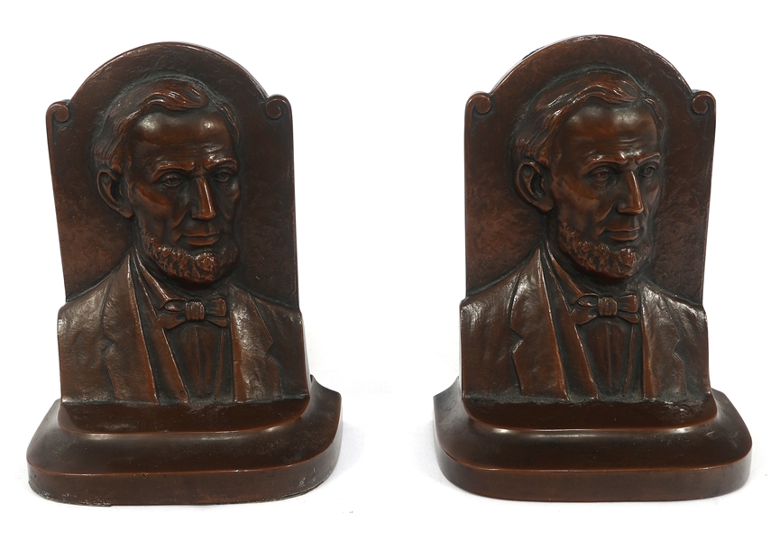 JENNINGS BROTHERS ABRAHAM LINCOLN BRONZE BOOKENDS