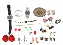 COSTUME JEWELRY EARRINGS AND WATCHES