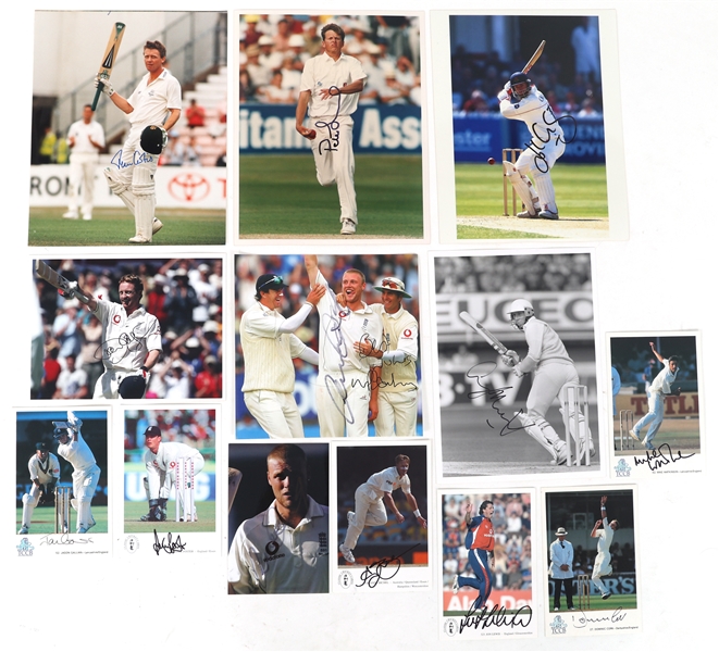 CRICKETER AUTOGRAPHS - LEWIS, FOSTER, & FLINTOFF