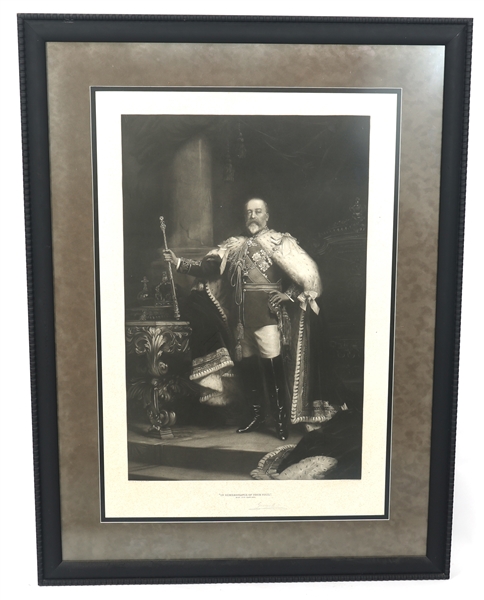 ROYAL CORONATION EDWARD VII SIGNED GEORGE VII ENGRAVING