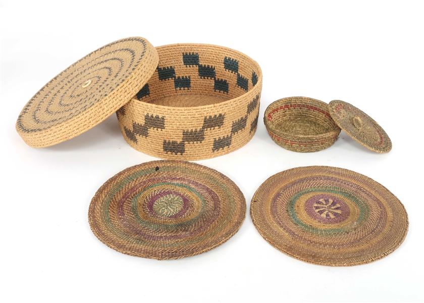 NATIVE AMERICAN TRINKET COIL BASKETS & TRIVETS