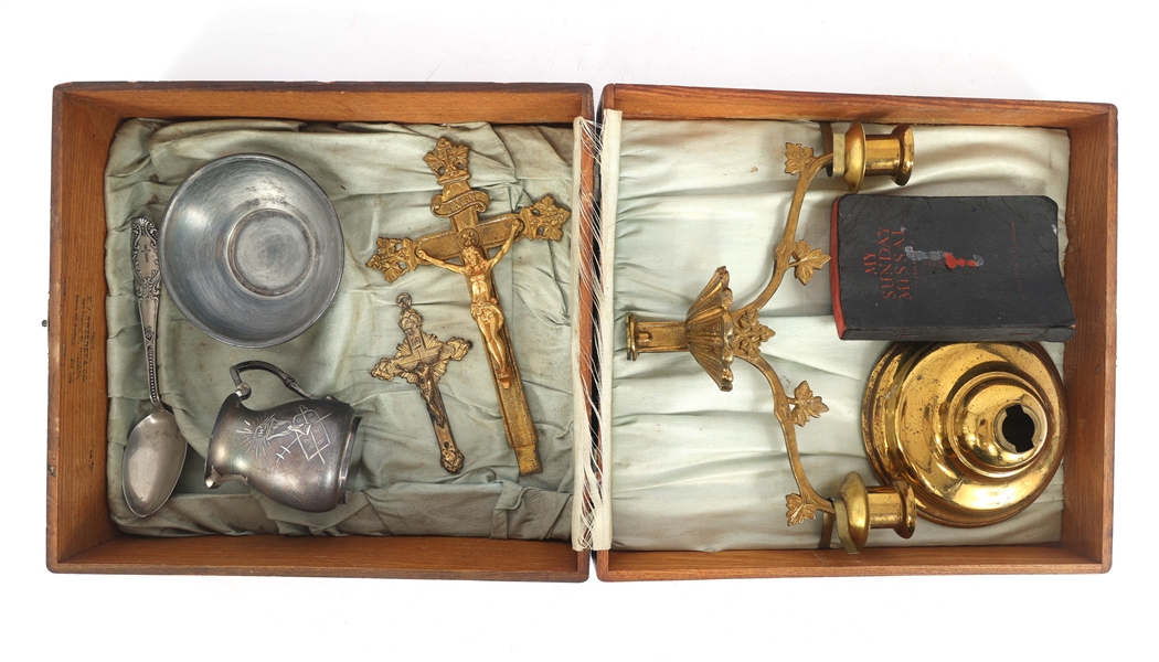 20TH C. CATHOLIC LAST RITES BOX KIT