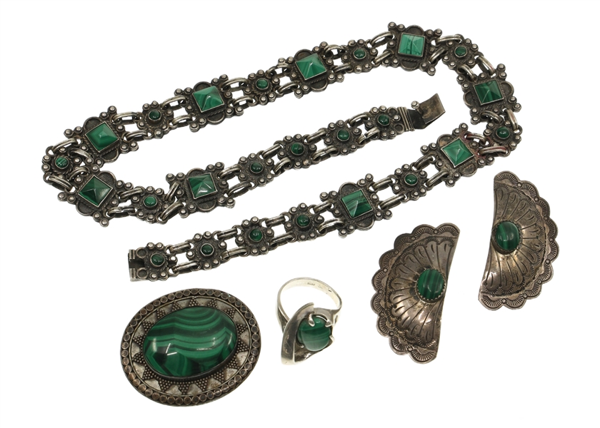 MALACHITE & STERLING SILVER FASHION JEWELRY